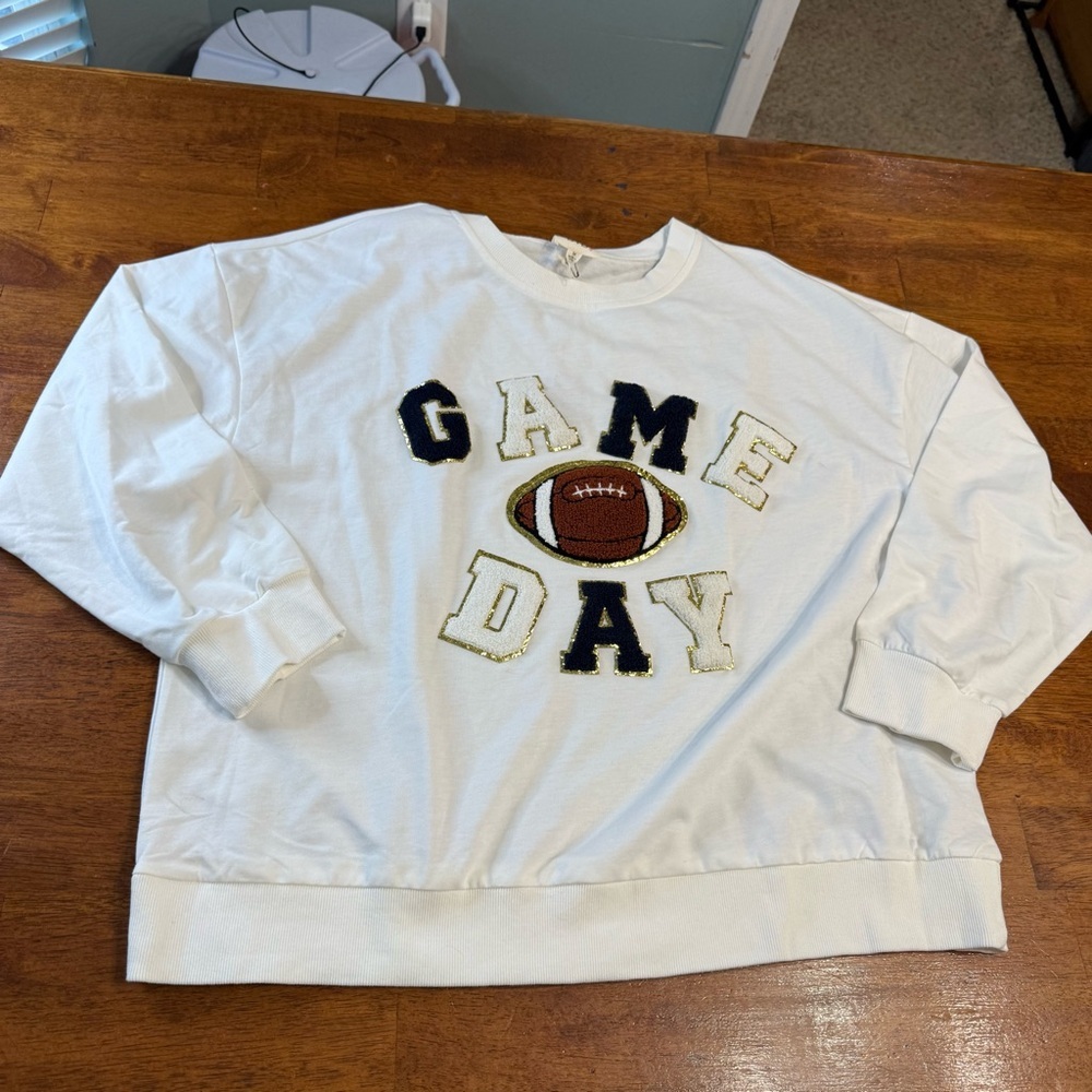 NWT BiBi White Black Gold Sweatshirt football Game Day size Medium